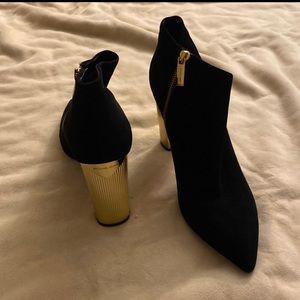 Michael Kors suede boots with gold chunky heel